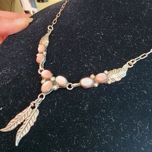 Sterling Silver Native American Dangle Feather Pendant Necklace Jewelry